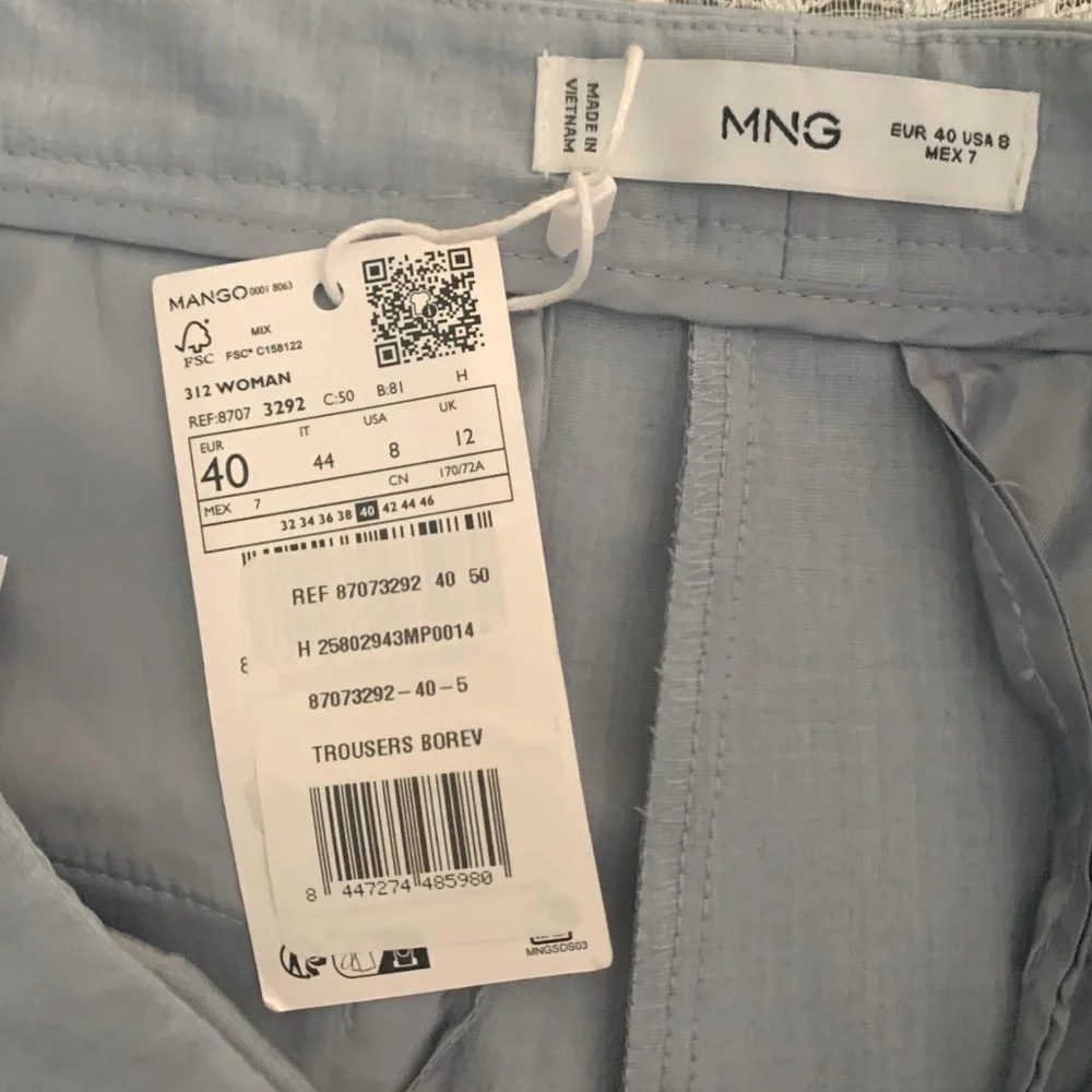 Mango Blue Trousers with Elegant Draped Design NWT - Size 8